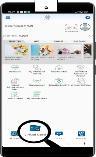 Langkah a - Klik Virtual Card